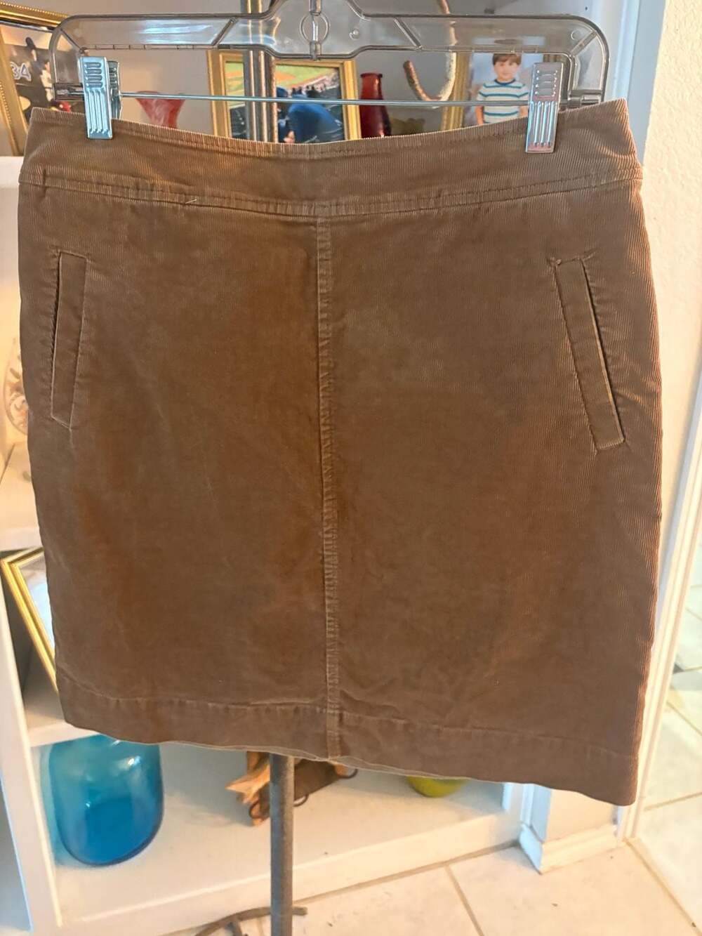 Talbots Brown Corduroy Skirt Pocket Mini Retro